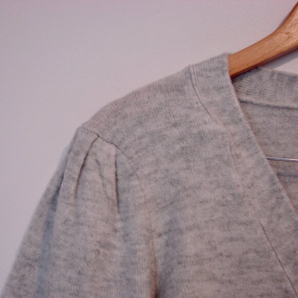 Gray V-neck Cardigan Sweater Decorative Button Up Front Soft Office Size Small - Picture 5 of 11